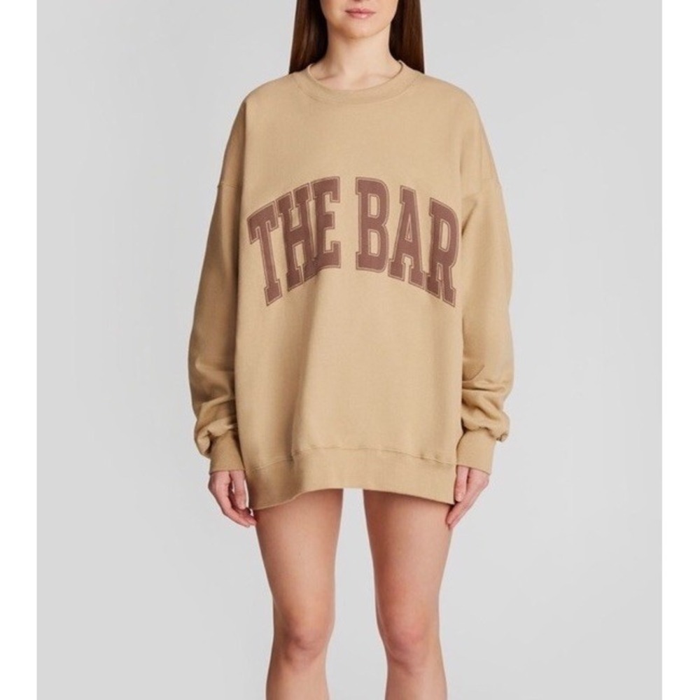 THE BAR Varsity Sweatshirt Chocolate‎ Chip  2X Brown Crew Neck